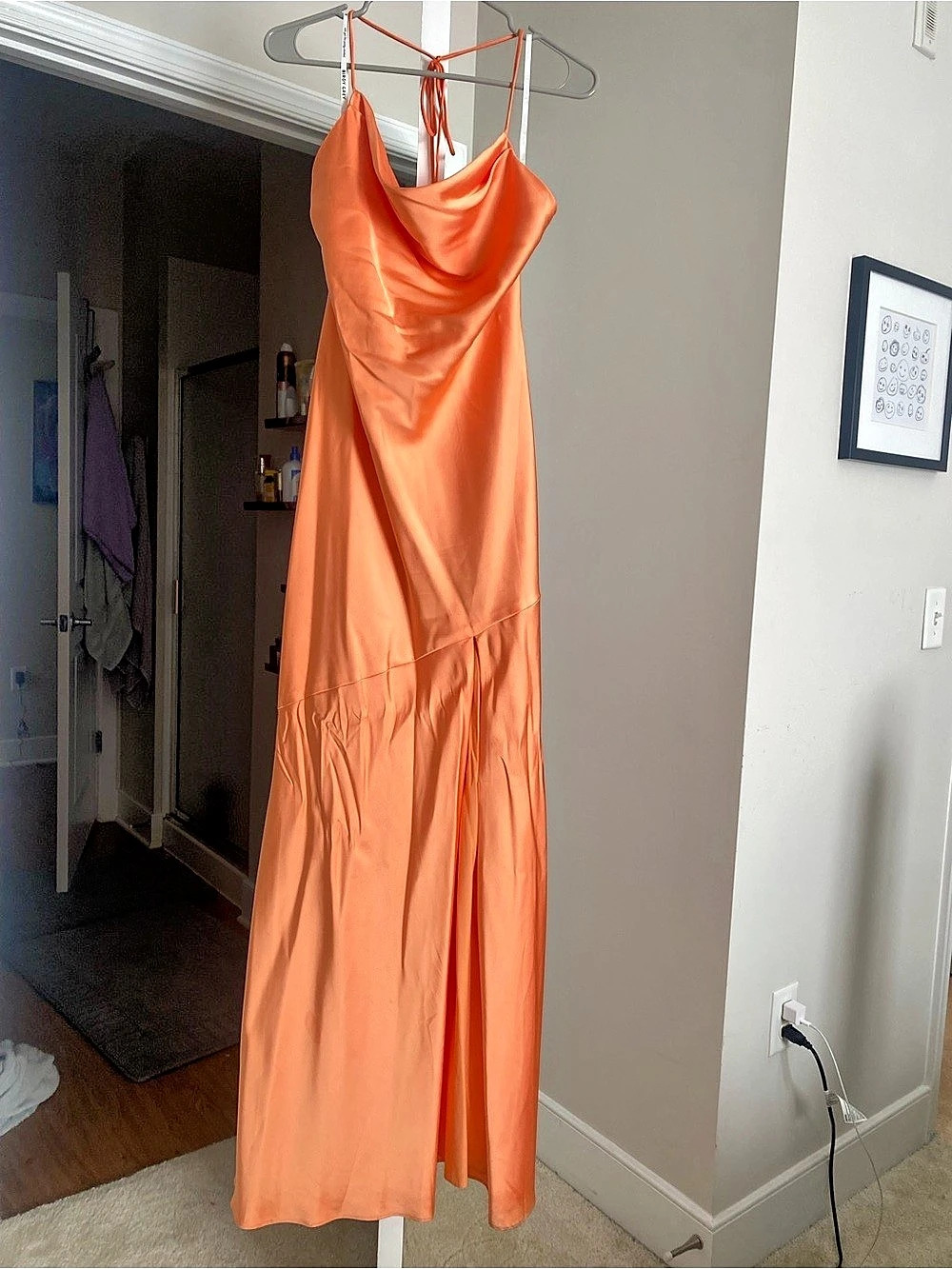 Birdy Grey Olivia Dress - Matte Satin Maxi in Orange